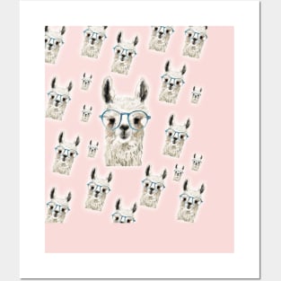 Pattern Eyeglass Llama Posters and Art